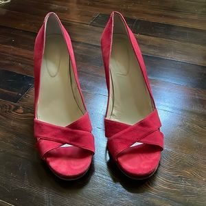 Boden red suede sling back heels 41